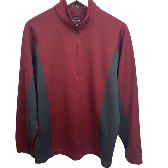 Nike Golf Mens Size M Sweatshirts 1/3 Zip Maroon and Gray Pullover - Picture 1 of 11